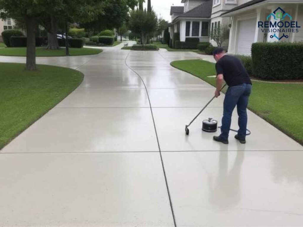 Professional concrete sealing application on River Park driveway in Los Angeles neighborhood
