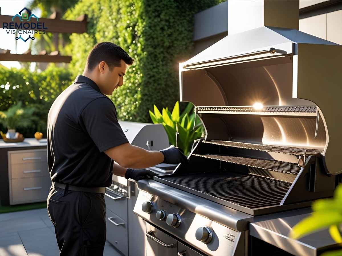 Professional gas grill maintenance in a Los Angeles Coronado outdoor kitchen